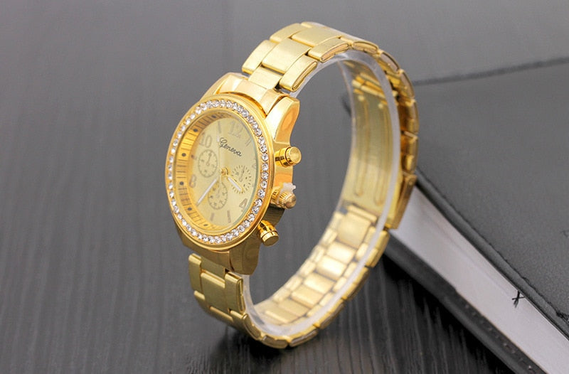 Geneva Luxury Stainless Steel Watch for Women