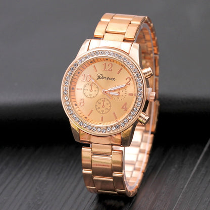 Geneva Luxury Stainless Steel Watch for Women