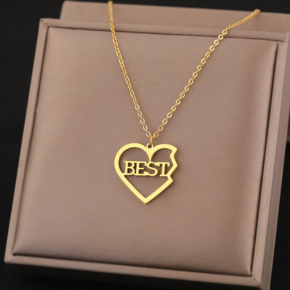 Triple Heart Best Friends Stainless Steel Necklace Set