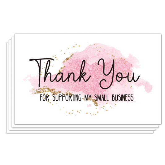 Thank You Cards with Gold & Pink Watermark