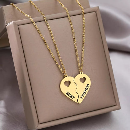 Heart Best Friends Stainless Steel Necklace Set