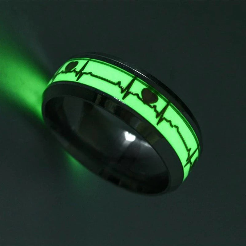 Unisex Heartbeat Luminous Stainless Steel Ring