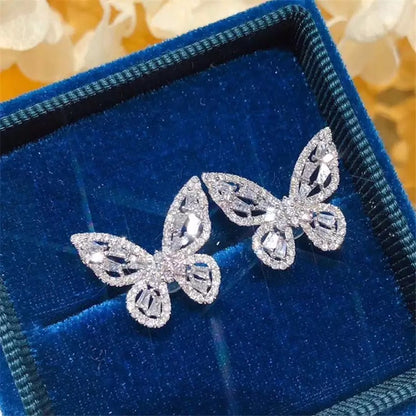 Butterfly Stud Cubic Zirconia 925 Sterling Silver Earrings