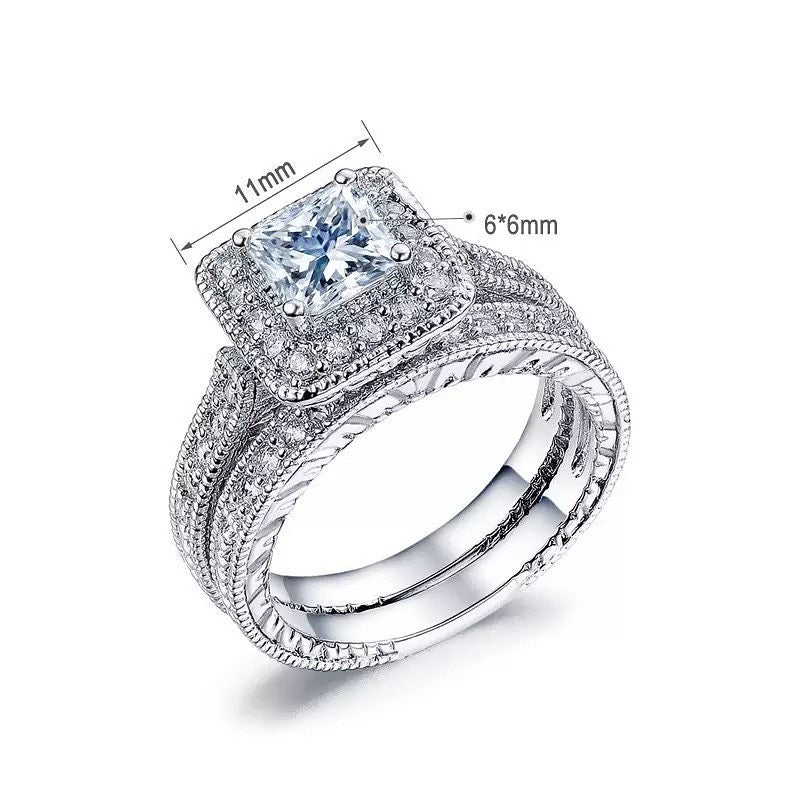 Square Cut Cubic Zirconia Ring Set