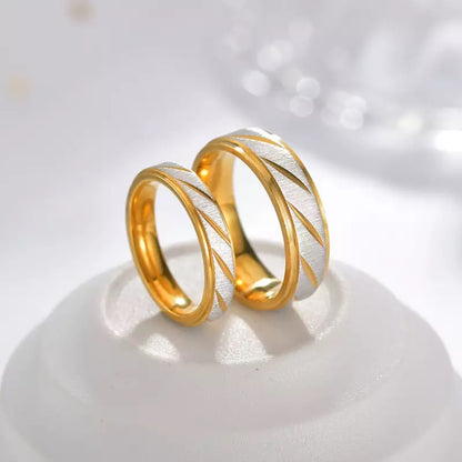 Golden Frosted Stainless Steel Couples Rings