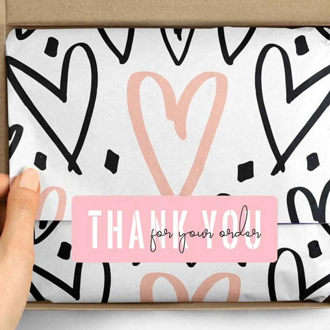 25pcs 1"x3" Rectangle Thank You Stickers