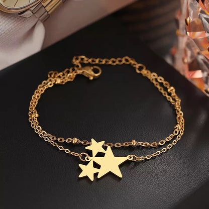 Triple Star Double Layer Stainless Steel Bracelet