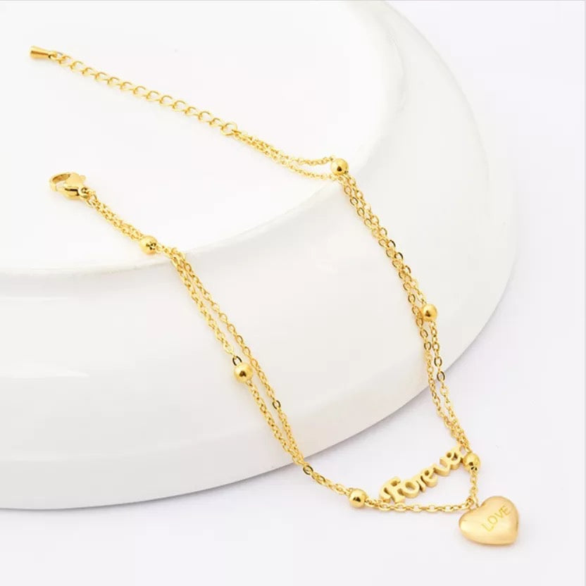 Forever Love Double Layer Stainless Steel Anklet