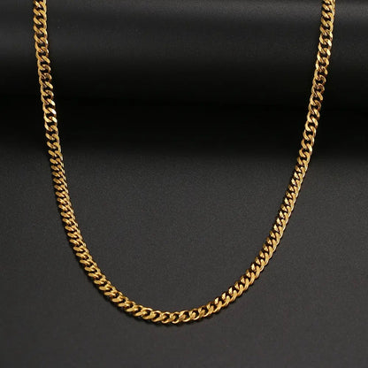 5mm Gold Unisex Basic Punk Stainless Steel Necklace