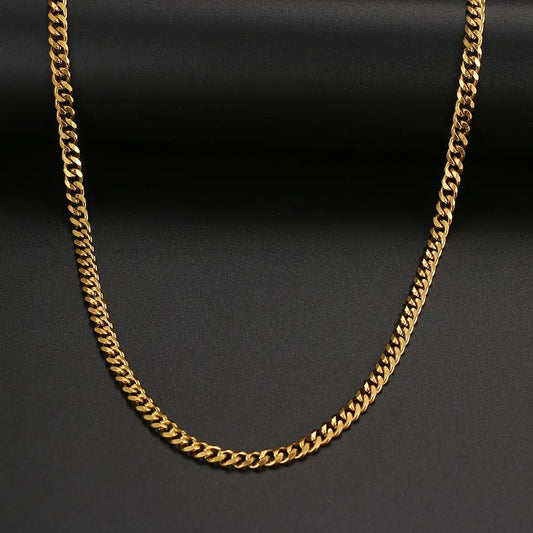 5mm Gold Unisex Basic Punk Stainless Steel Necklace