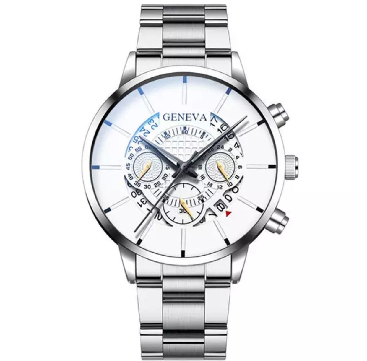 Geneva Silver Sports Stainless Steel Watch for Men