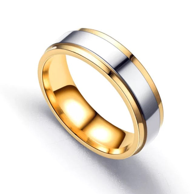 Gold with Silver Lining Stainless Steel Couples Rings