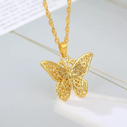 Double Butterfly Stainless Steel Necklace