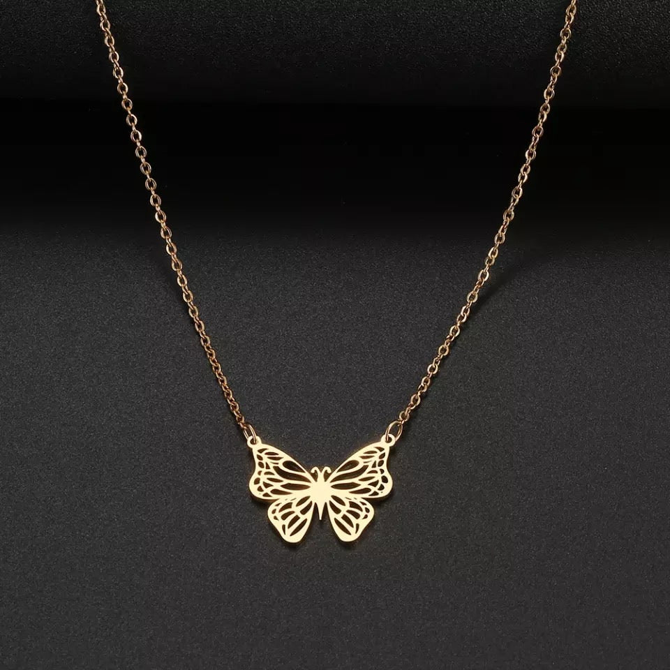 Classic Hollow Butterfly Stainless Steel Necklace