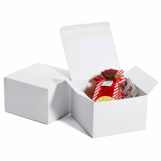 5pcs 6x6x4 Cardboard Gift Boxes with Lid (White)