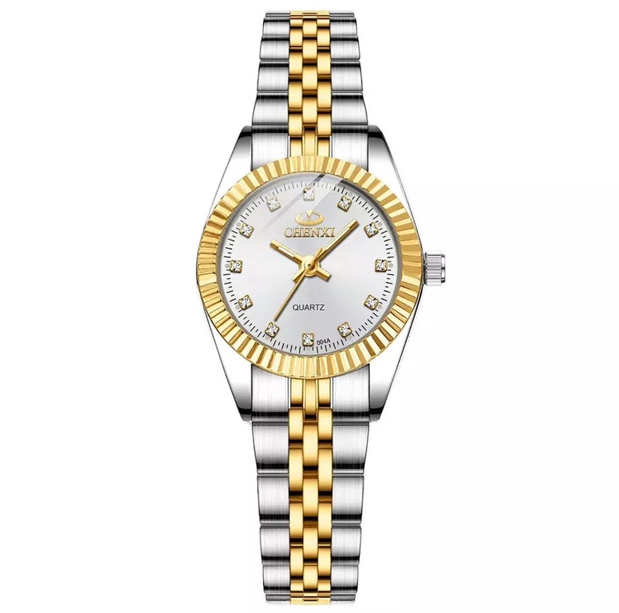 CHENXI Luxury Silver with Gold Stainless Steel Watch for Women