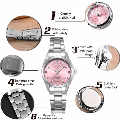 CHENXI Luxury Rhinestone Stainless Steel Watch for Women