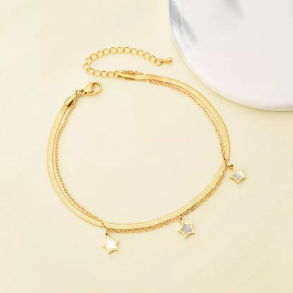 Natural Shell Star Double Layer Stainless Steel Anklet