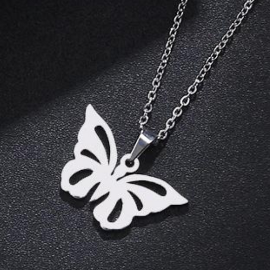 DOTIFI Silver Butterfly Stainless Steel Necklace Style 2