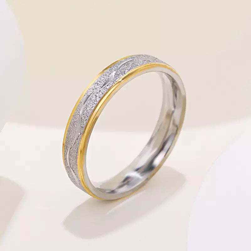 Rhinestone Stainless Steel Ring Band