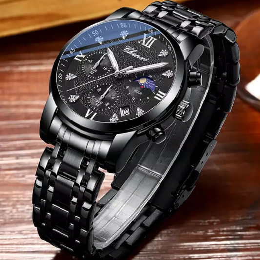 CHENXI Black Luxury Sports Stainless Steel Watch for Men