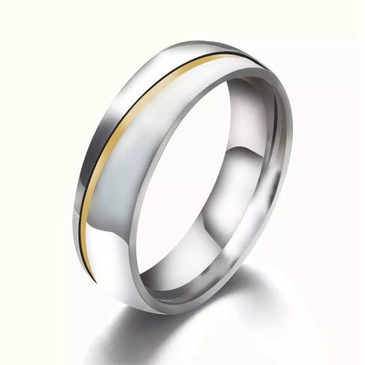 Silver with Golden Micro-inlaid Couples Ring for Men