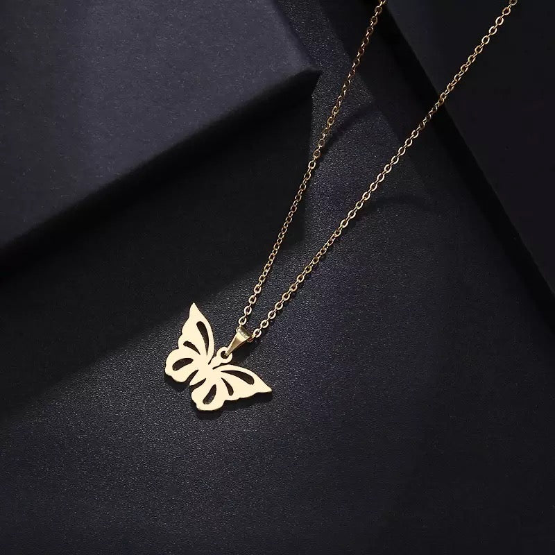 DOTIFI Gold Butterfly Stainless Steel Necklace Style 2