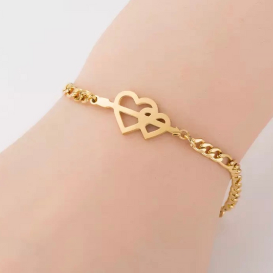 Double Heart Stainless Steel Bracelet