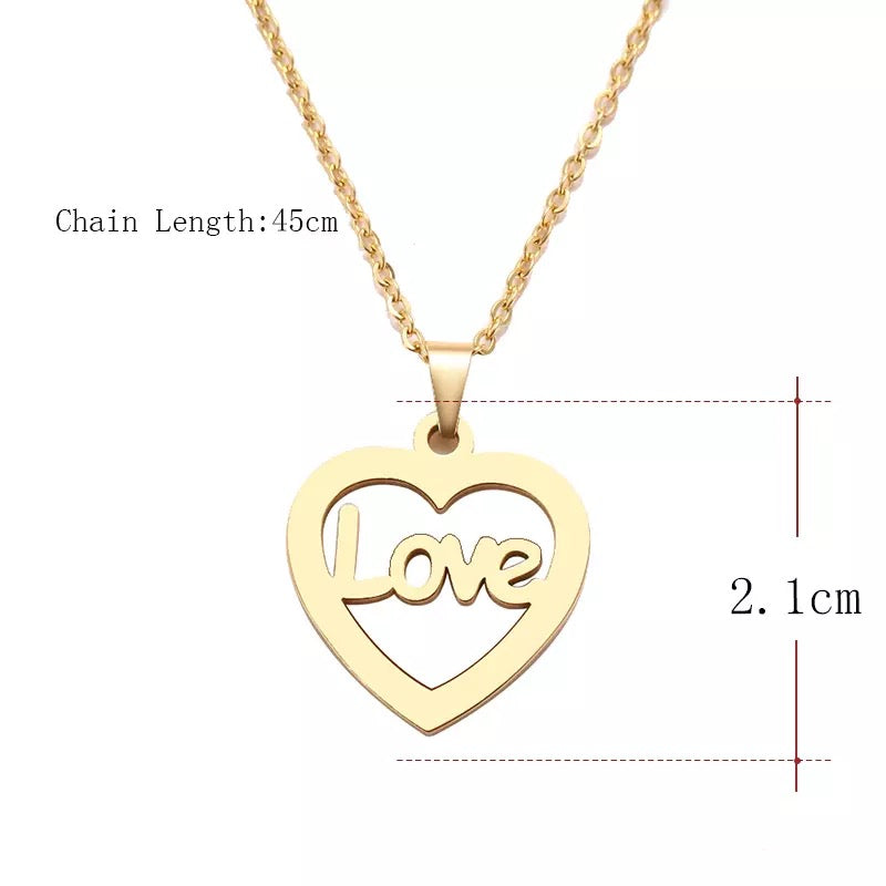 DOTIFI Gold Love-Heart Stainless Steel Necklace