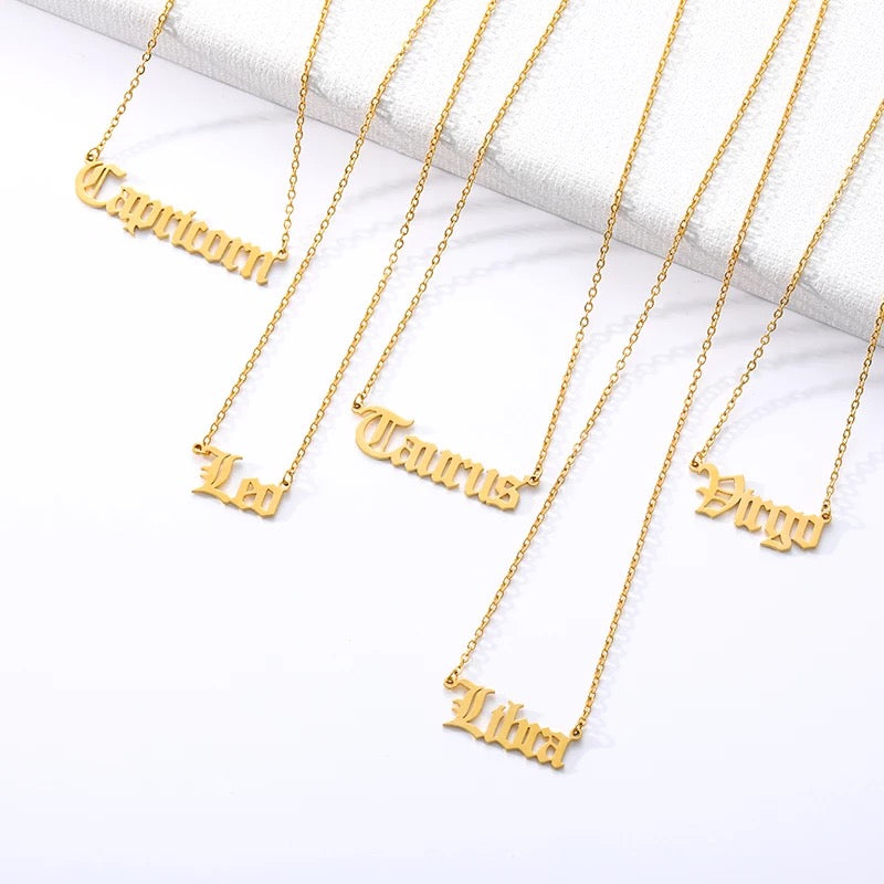 WHOLESALE Zodiac Sign Stainless Steel Gold Necklace