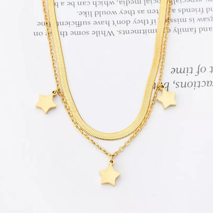 Natural Shell Star Double Layer Stainless Steel Anklet