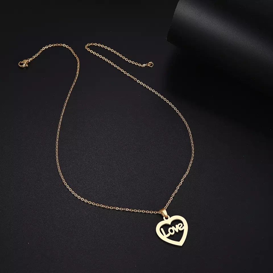 DOTIFI Gold Love-Heart Stainless Steel Necklace