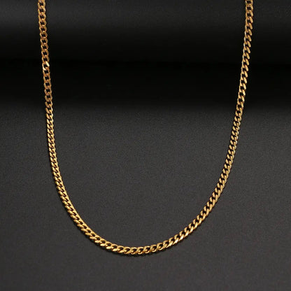 3mm Gold Unisex Basic Punk Stainless Steel Necklace