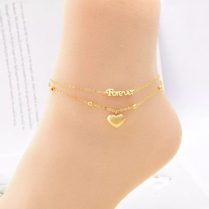 Forever Love Double Layer Stainless Steel Anklet