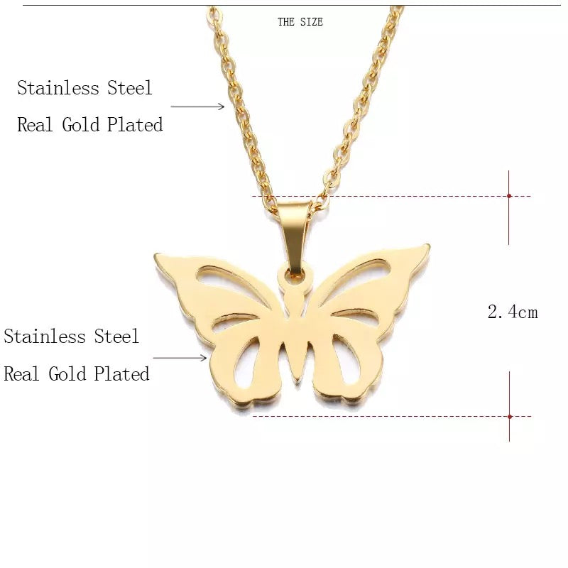 DOTIFI Gold Butterfly Stainless Steel Necklace Style 2