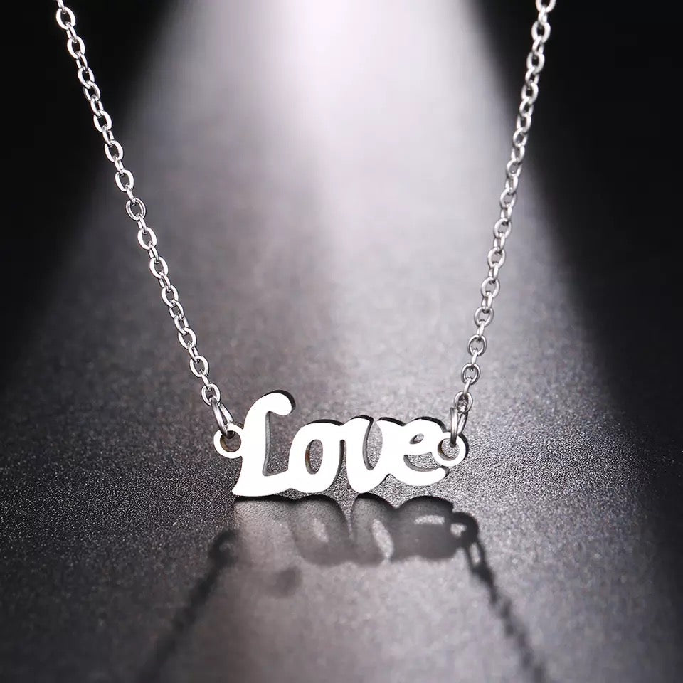 DOTIFI Silver LOVE Letter Stainless Steel Necklace