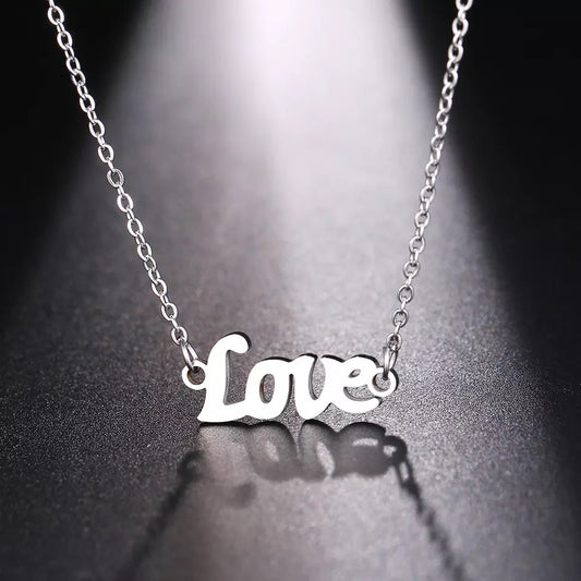 DOTIFI Silver LOVE Letter Stainless Steel Necklace