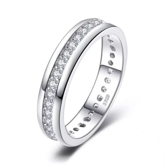 Cubic Zirconia 925 Sterling Silver Eternity Wedding Band