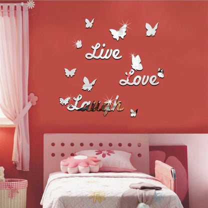 Live Love Laugh 3D Acrylic Mirror Surface Wall Sticker