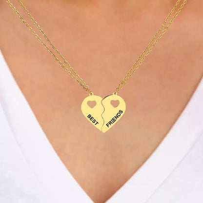 Heart Best Friends Stainless Steel Necklace Set