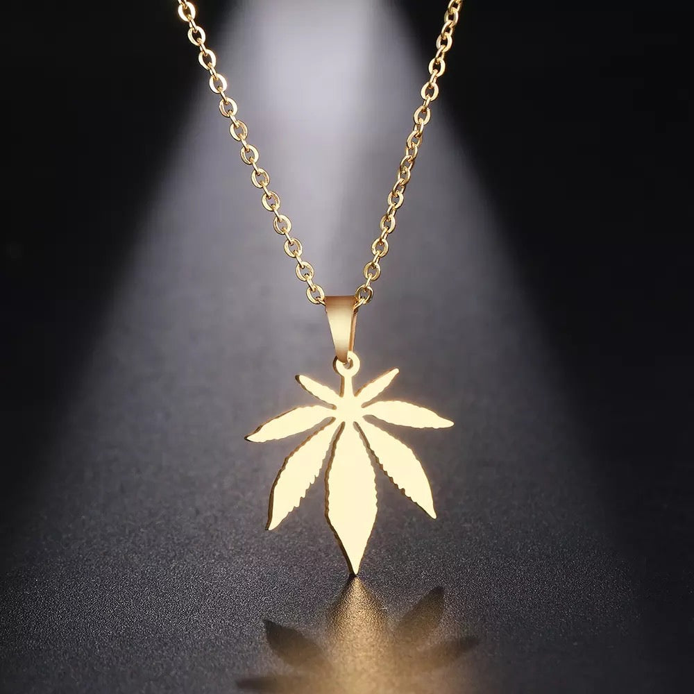 DOTIFI Gold Maple Leaf Stainless Steel Necklace