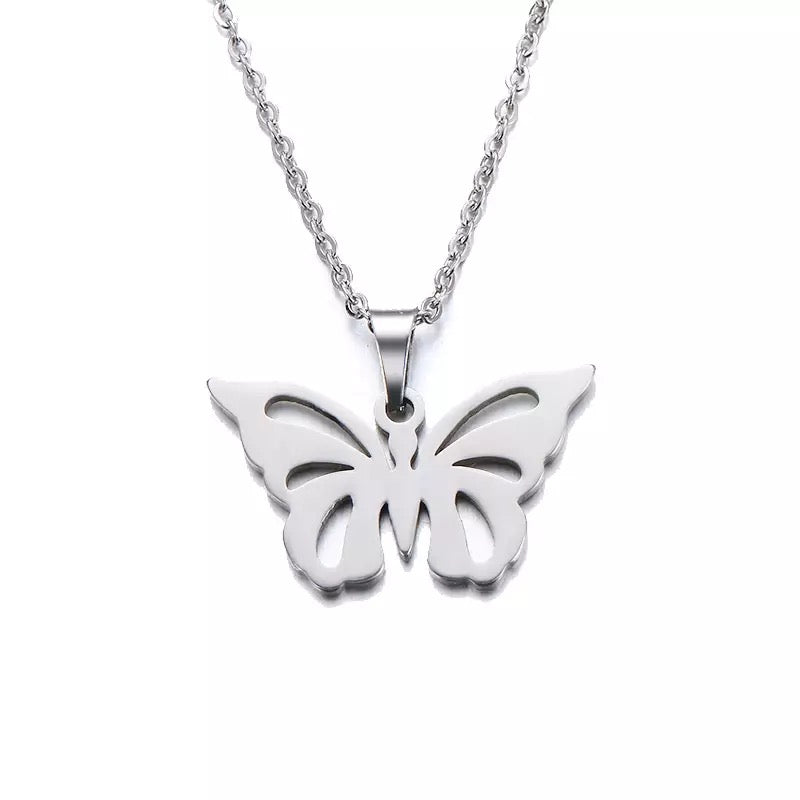 DOTIFI Silver Butterfly Stainless Steel Necklace Style 2