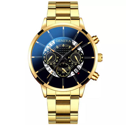 Geneva Gold & Black Sports Stainless Steel Watch for Men