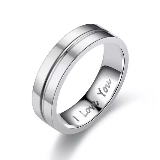 Geometric Silver Stainless Steel Ring Band