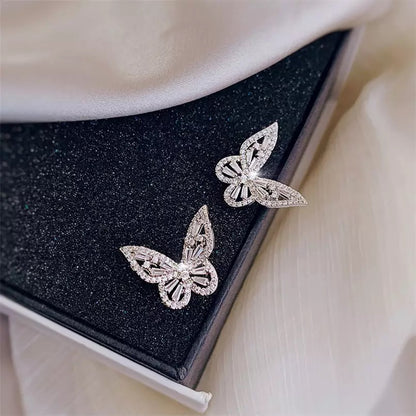 Butterfly Stud Cubic Zirconia 925 Sterling Silver Earrings