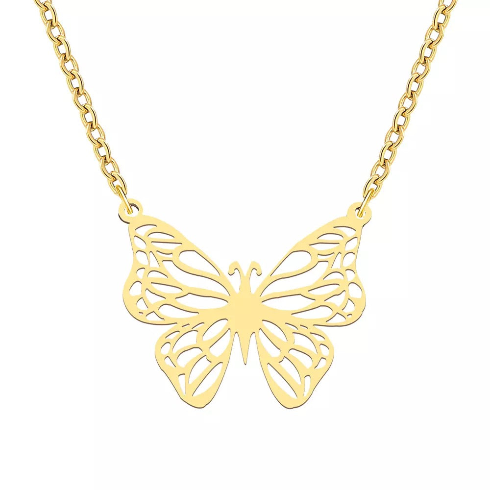 Classic Hollow Butterfly Stainless Steel Necklace