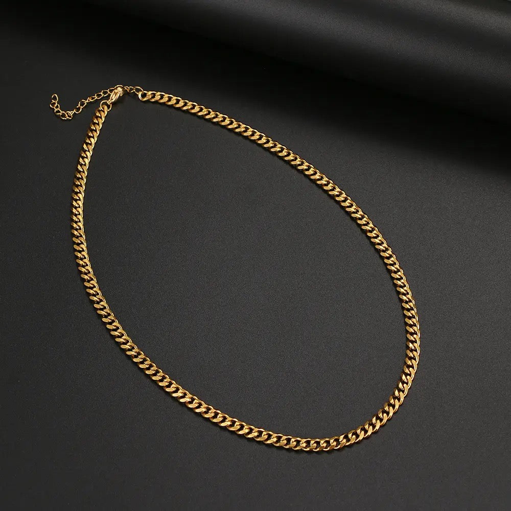 5mm Gold Unisex Basic Punk Stainless Steel Necklace