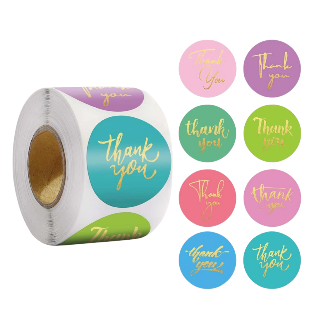 50pcs 1" Thank You Stickers