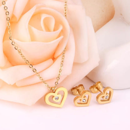 Stainless Steel Gold Necklace Set (Heart #H1)