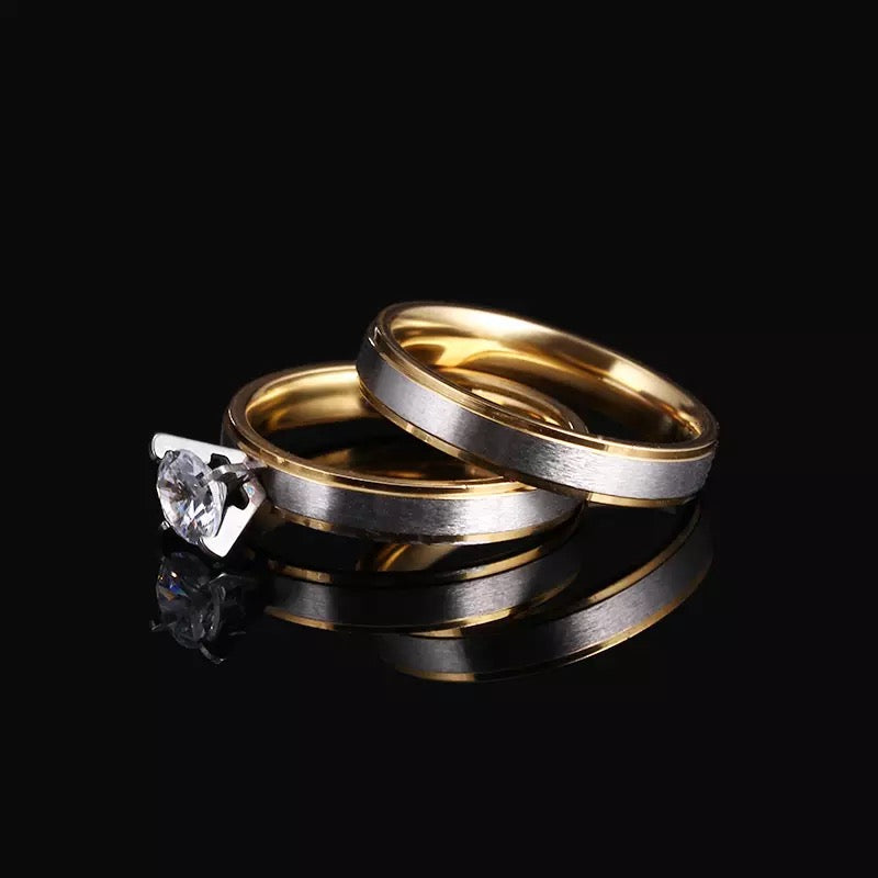 Silver Lining Stainless Steel Couples Rings